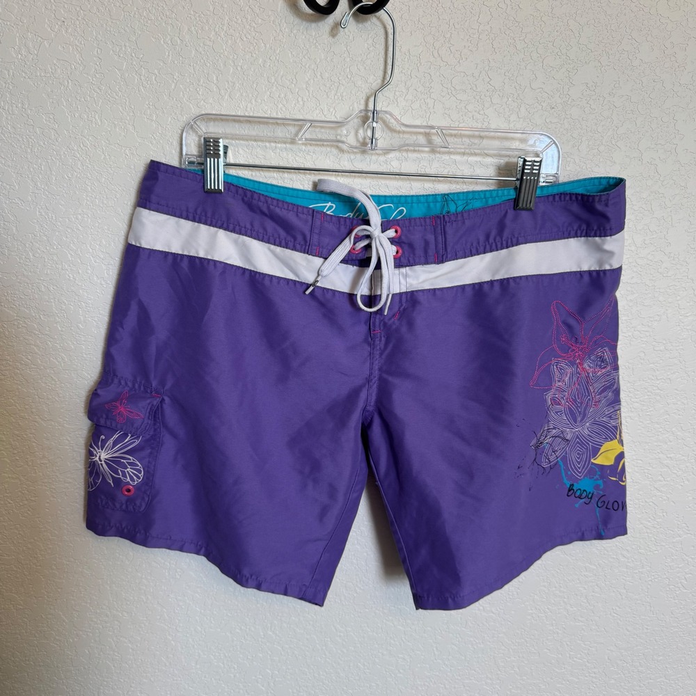 Y2K Surf Core Body Glove Low Rise Board Shorts Large Purple